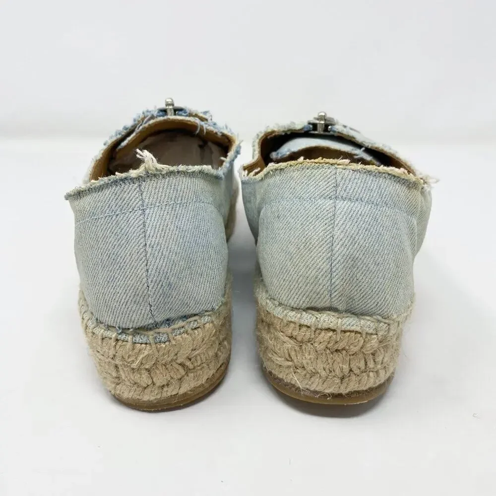 Alexander Wang Light Blue Denim Espadrille Casual Shoes Women's Sz 37 Front Zip
